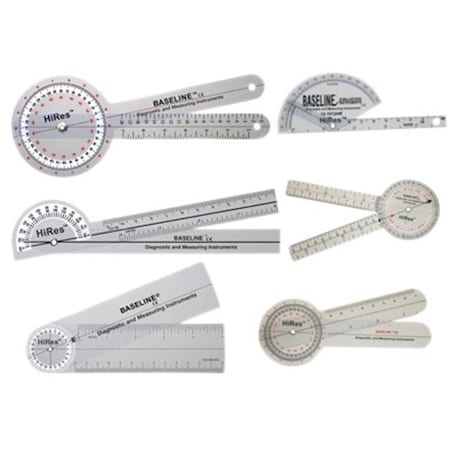 Fabrication Enterprises Fabrication Enterprises 12-1028HR Baseline Plastic Goniometer Set; Hires - 6 Piece 12-1028HR